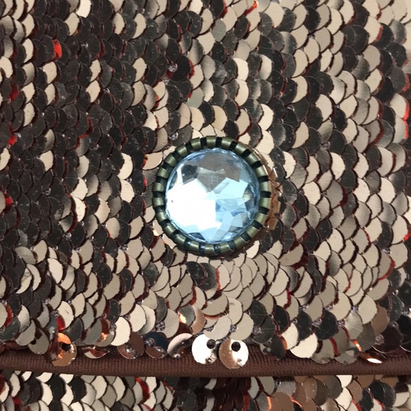 VINTAGE NORELL ELIXIR BRONZE SEQUIN LINED CLUTCH-Never Used - Picture 2 of 8